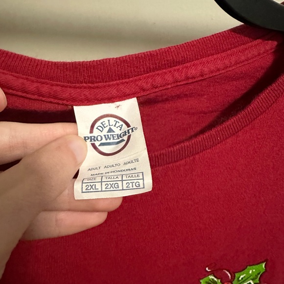 Women’s Kinda Naughty Kinda Nice Red Longsleeve Graphic Christmas Shirt size 2X - Picture 4 of 6